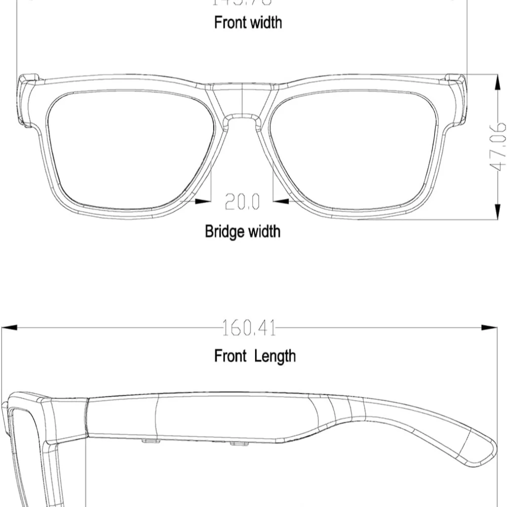 Black Smart Glasses with Case